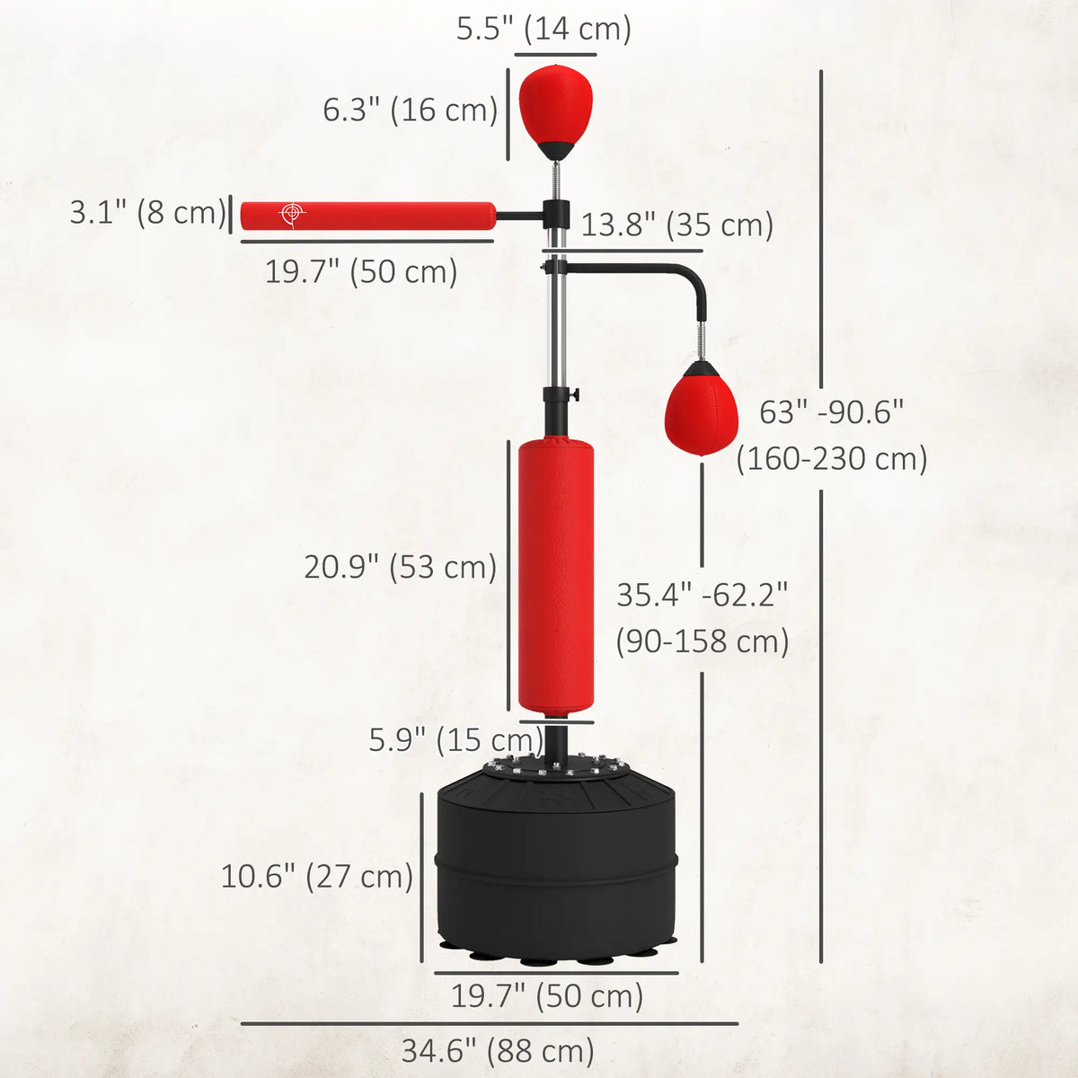 4-in-1 Free Standing Punching Bag, Adjustable Height, 2 Speed Balls, 360° Reflex Bar, Red Punching Bag Hangers at Gallery Canada