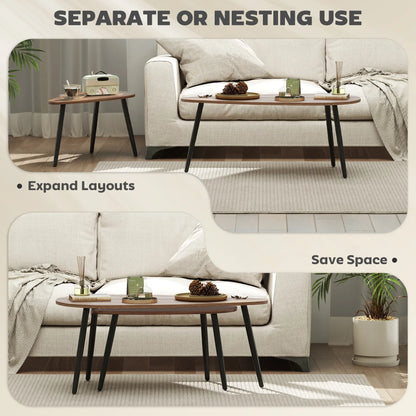 2 Pc Coffee Table Set, Industrial Nest Tables, Steel Legs, Brown Coffee Tables at Gallery Canada