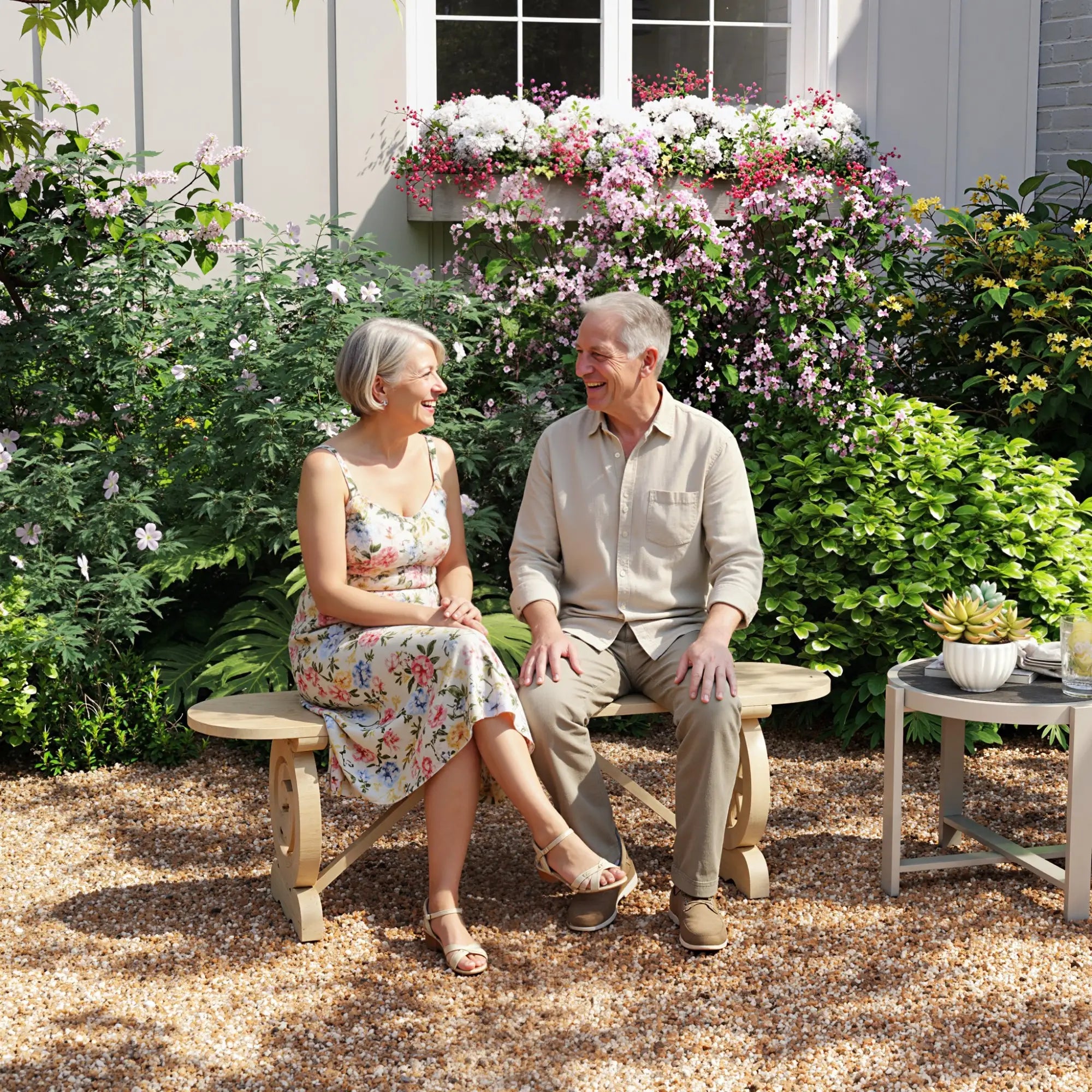 2-Person Wood Garden Bench, Wagon Wheel Legs, Slatted Seat, Natural Wood Outdoor Benches at Gallery Canada