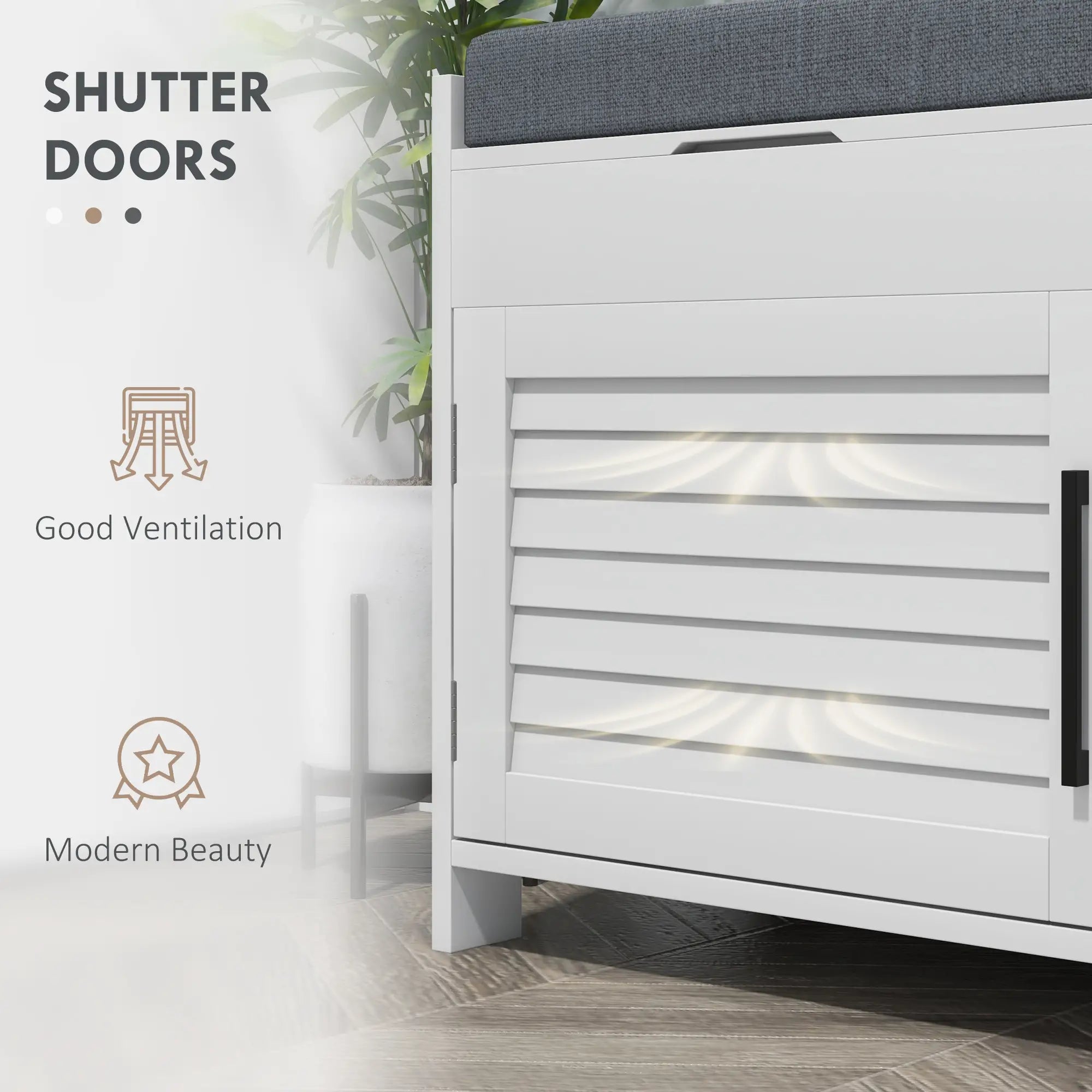 Entryway Bench with Cushion, Hidden Storage, 35.4