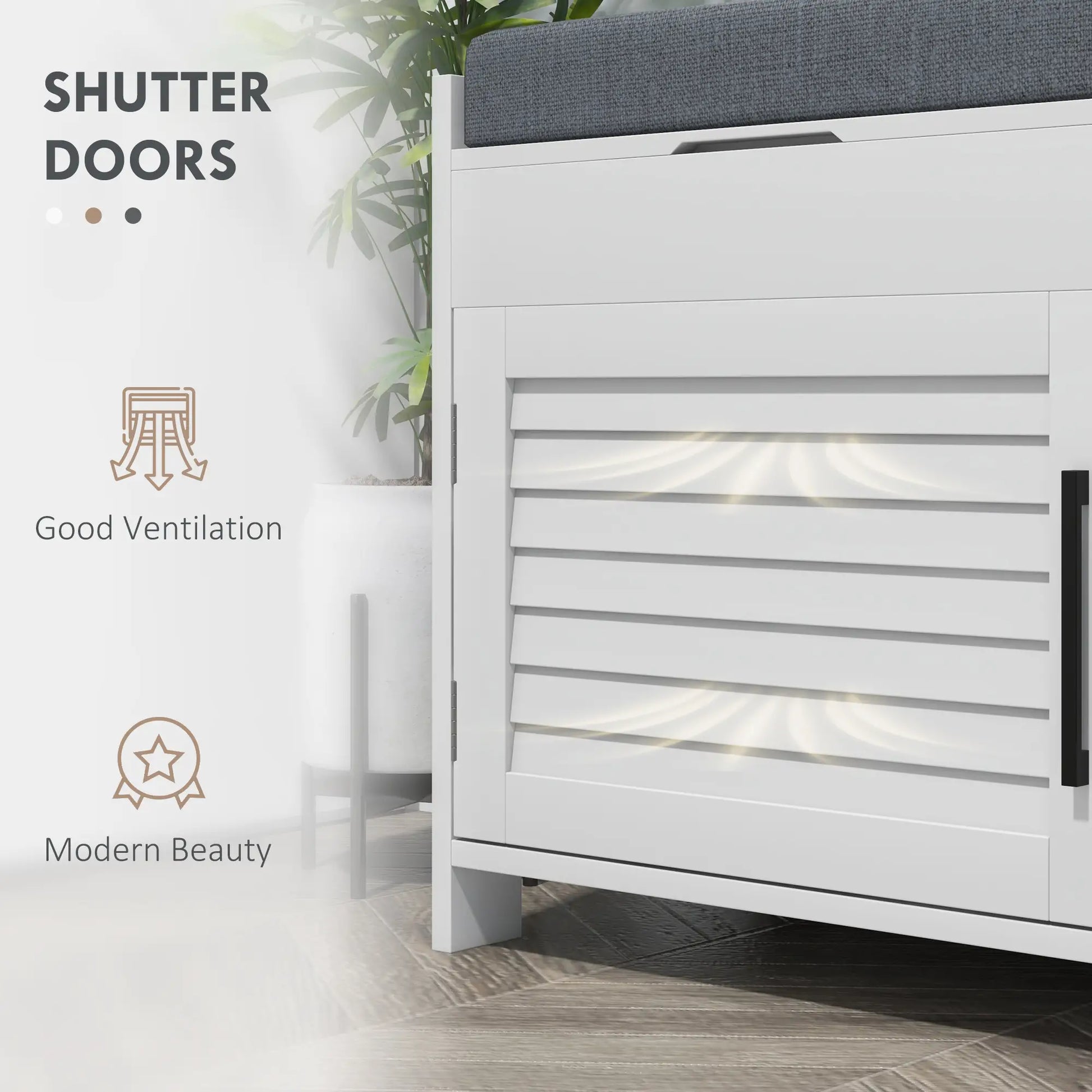 Entryway Bench with Cushion, Hidden Storage, 35.4", White Shoe Storage Cabinets & Racks at Gallery Canada