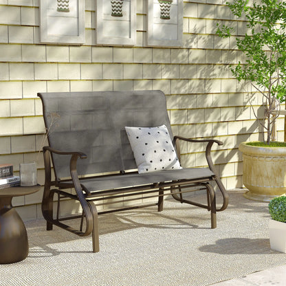 Double Gliding Chair, Patio Glider, Steel Frame, Light Grey
