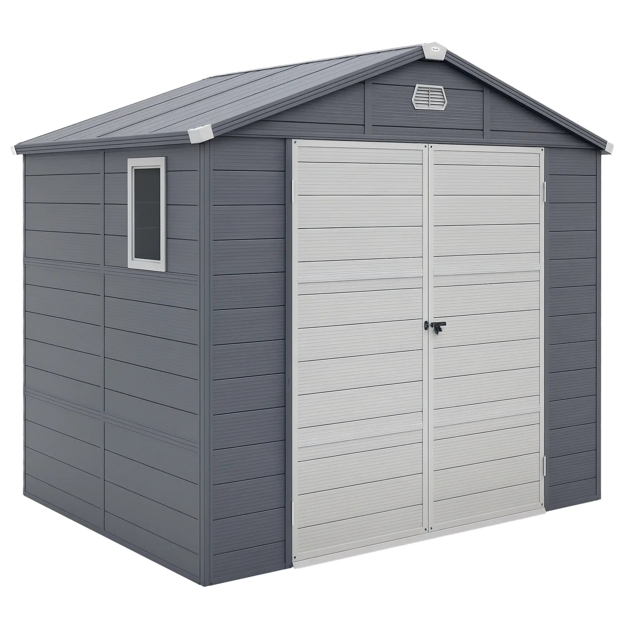 Small Garden Shed, Latch Door, Vents, Sloped Roof, 8x6, Light Grey Sheds at Gallery Canada