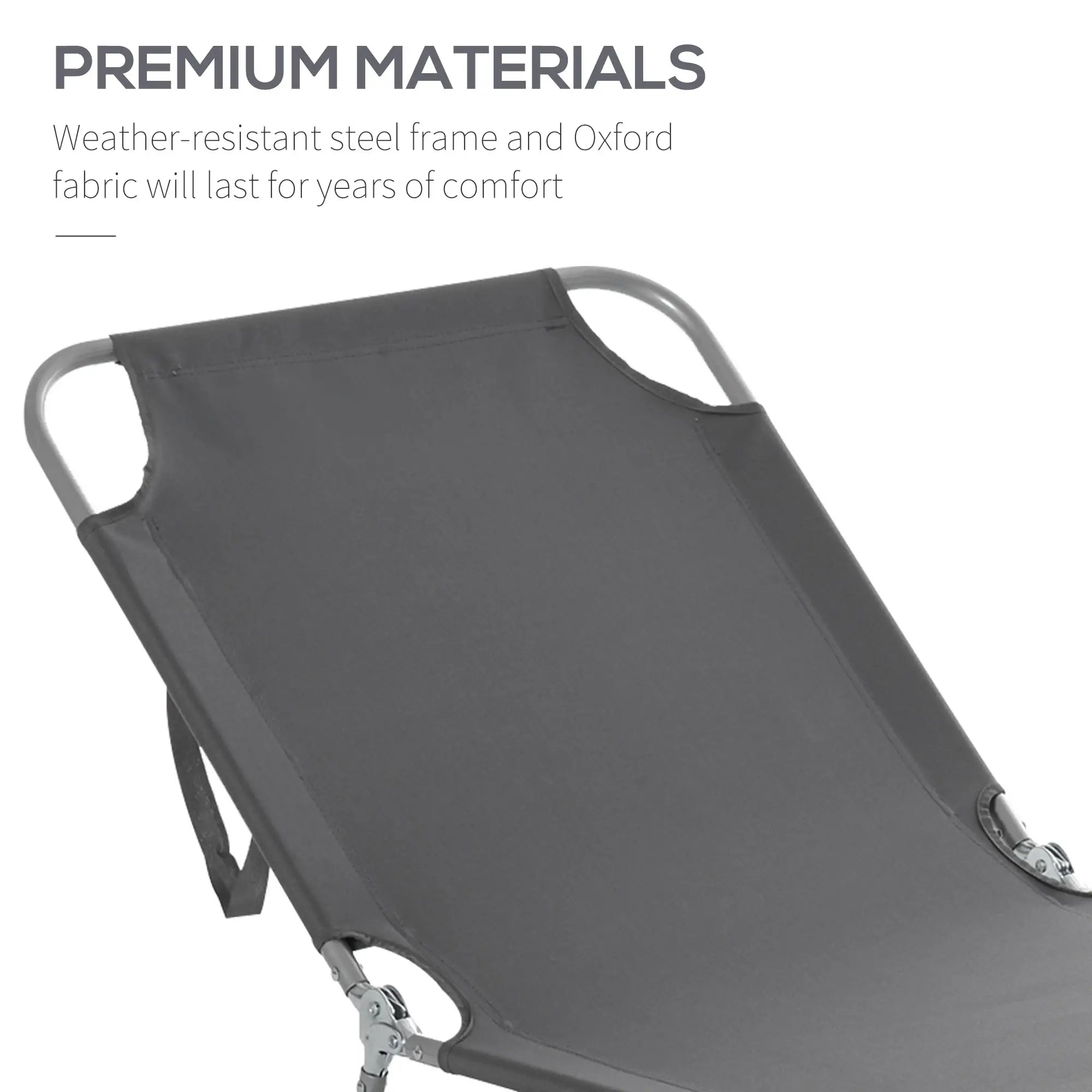 Folding Outdoor Lounge Chair, Reclining Beach Lounger, Breathable Mesh, Grey Lounger Chairs at Gallery Canada