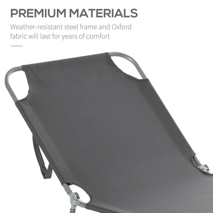 Folding Outdoor Lounge Chair, Reclining Beach Lounger, Breathable Mesh, Grey Lounger Chairs at Gallery Canada