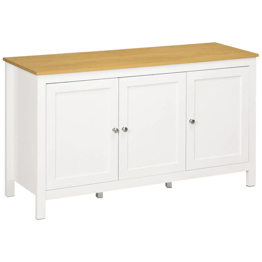 Sideboard, Buffet Cabinet with Doors, Adjustable Shelves, Natural, White Bar Cabinets White, Natural at Gallery Canada