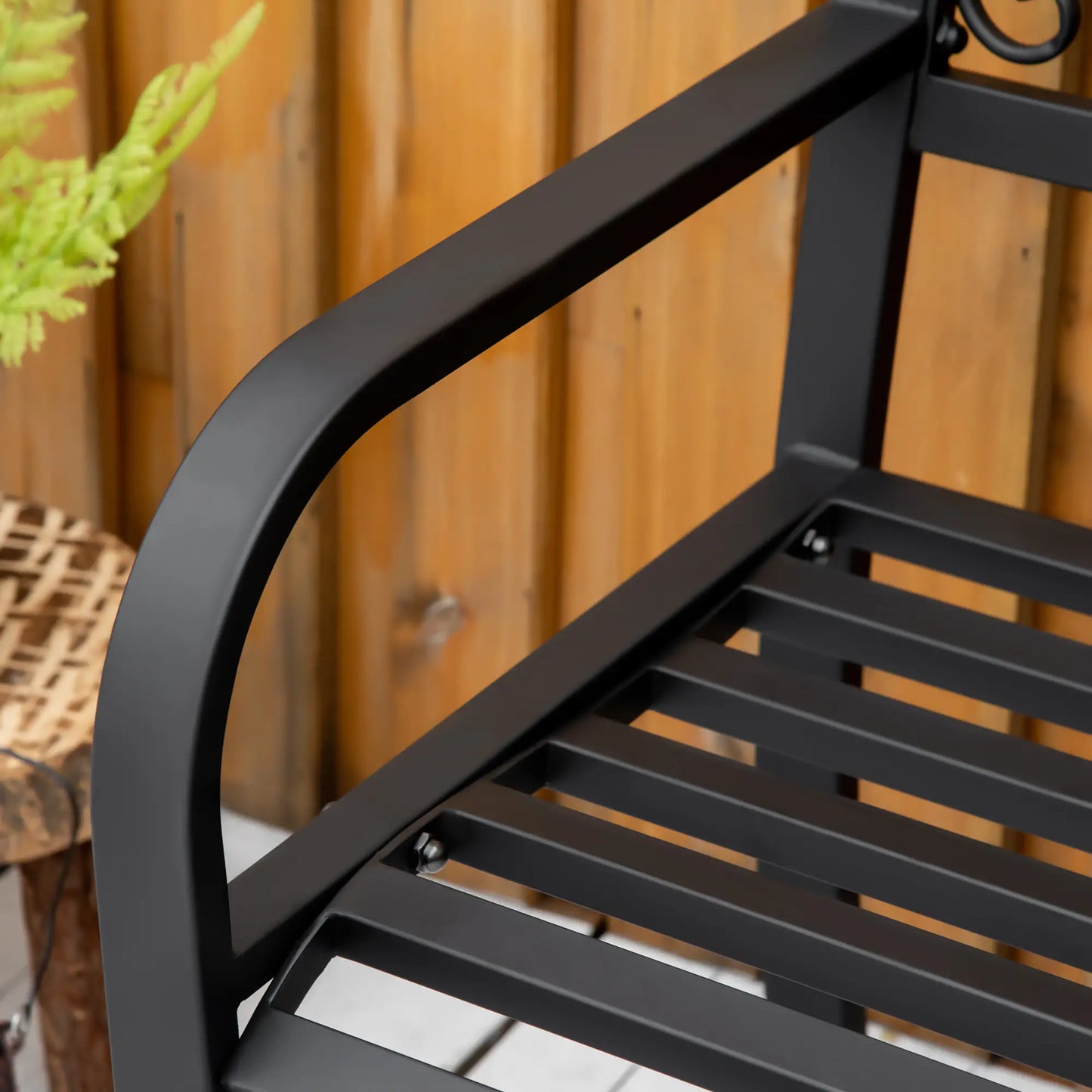 2 Seater Garden Bench, 45" x 21.75" x 35.5", Black and Gold Outdoor Benches at Gallery Canada