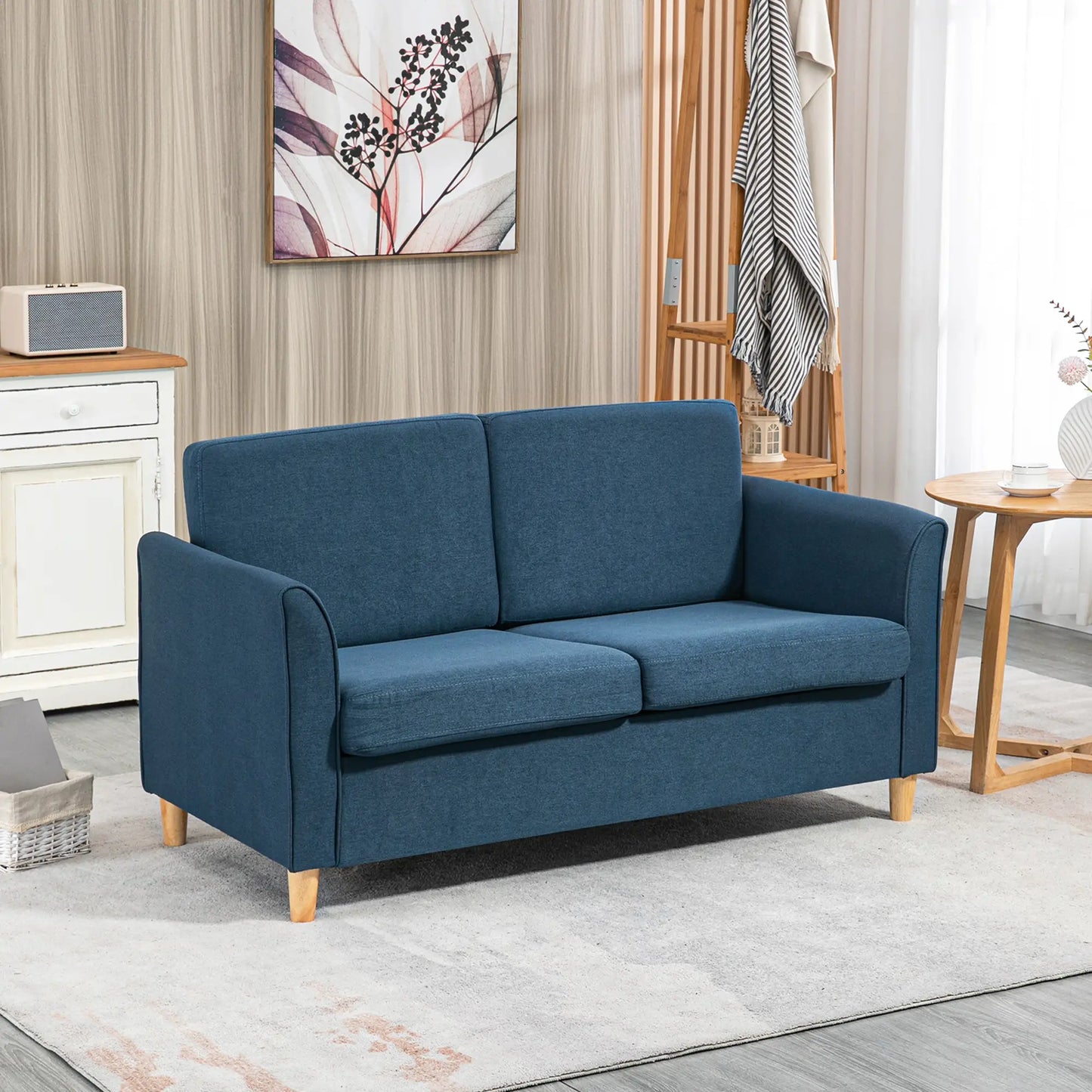 2-Seat Sofa with Armrests, Wood Legs, 2-Seater, Blue 2-Seater Sofas at Gallery Canada