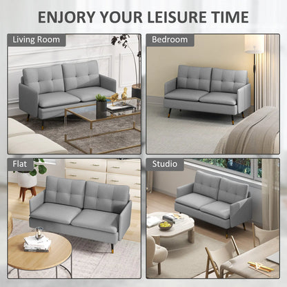 Linen Loveseat Sofa With Steel Legs, 55 Inch, Grey 2-Seater Sofas at Gallery Canada