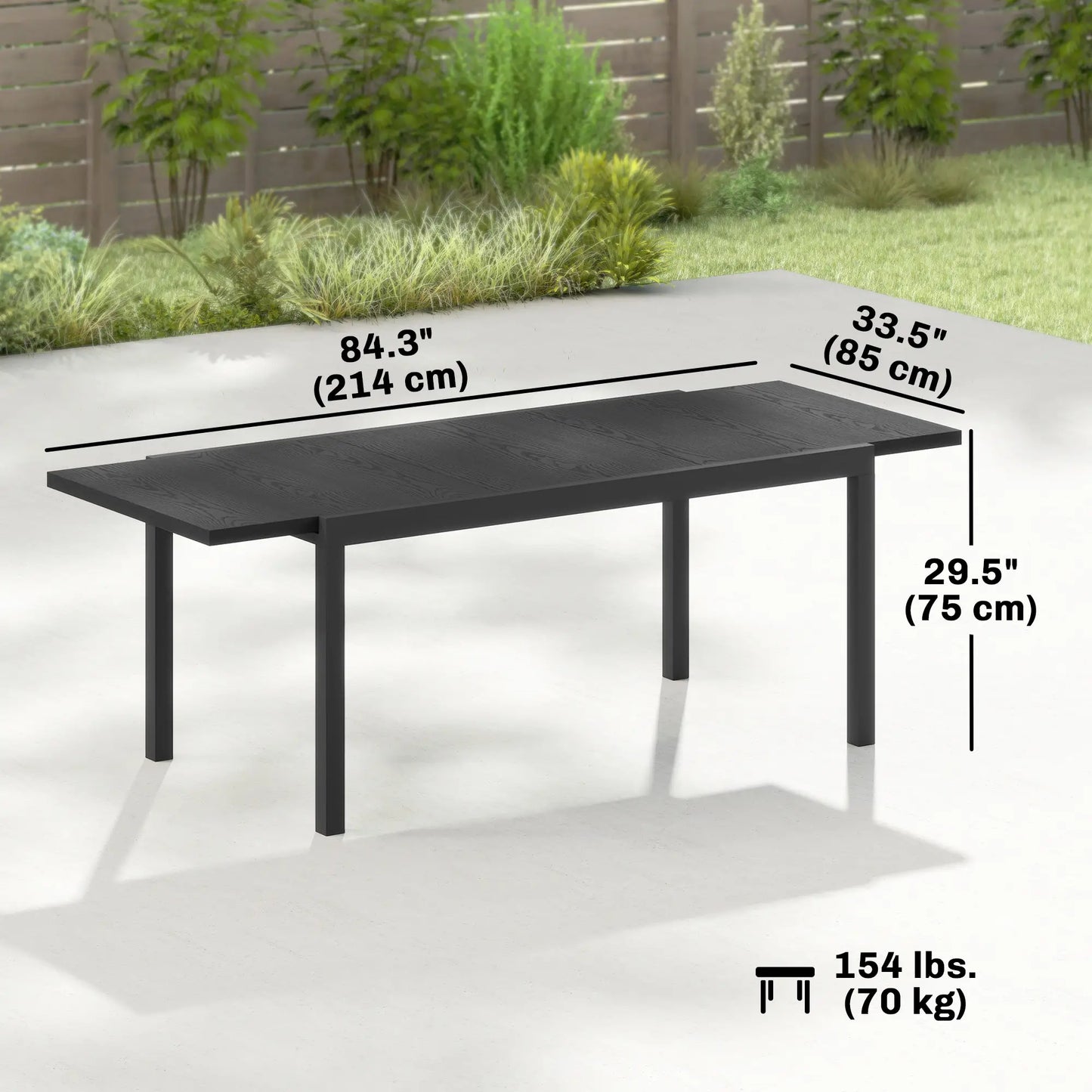 Expandable Aluminum Patio Dining Table, 84.3"-60.6", Adjustable Foot Pads Patio Dining Tables at Gallery Canada