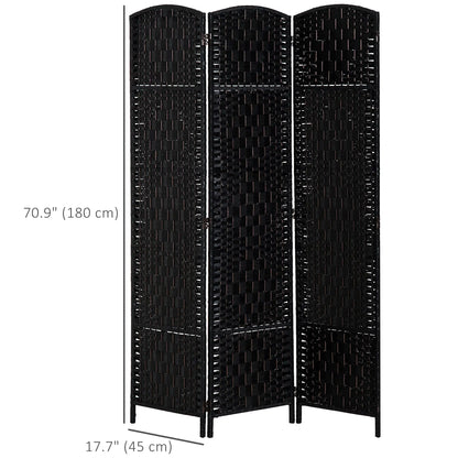 6ft Folding Room Divider, 3 Panel Wooden Frame, Black Room Dividers at Gallery Canada