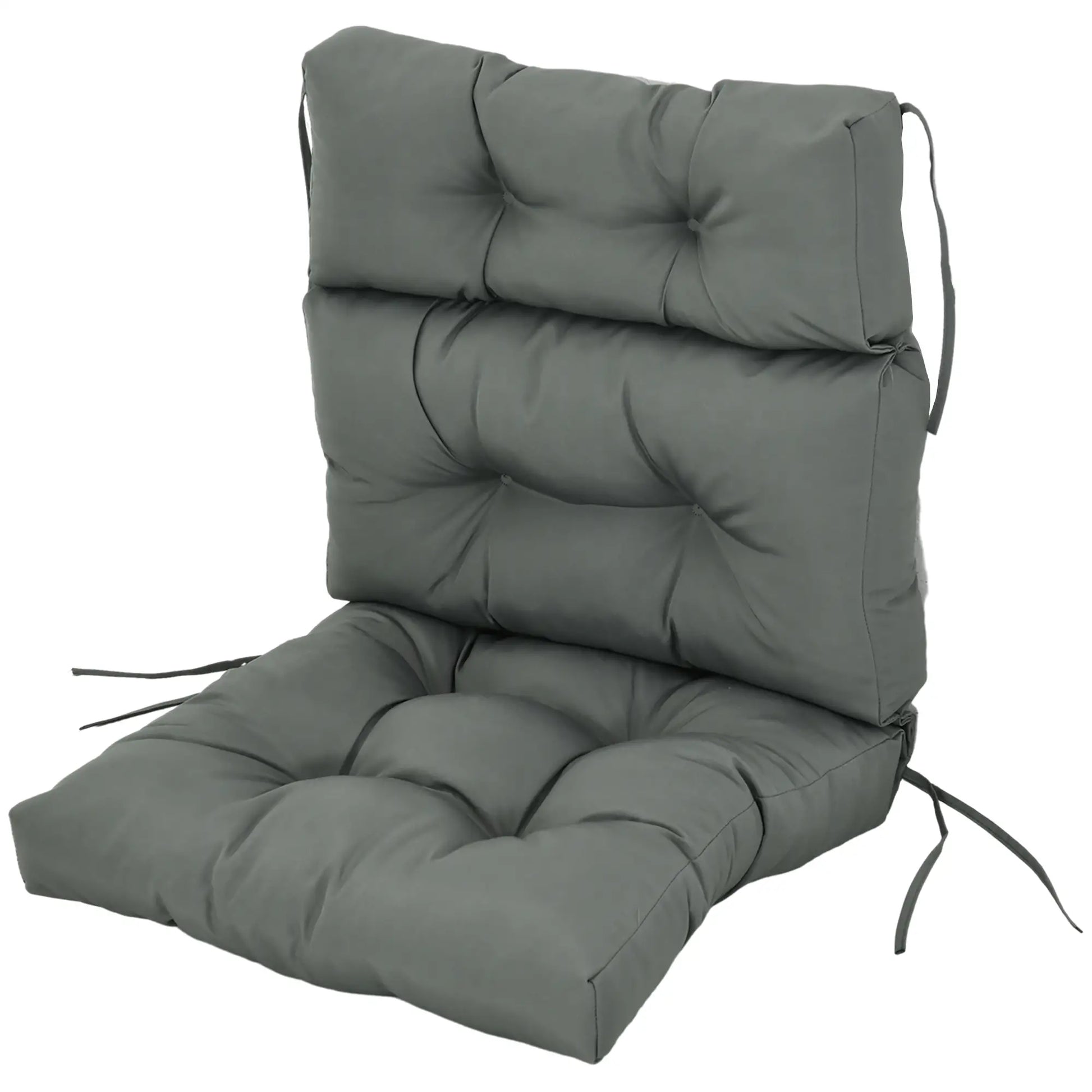 Outdoor Patio Chair Cushion, Tufted with Thick Filling, Dark Grey Patio Chair Cushions Dark Grey at Gallery Canada