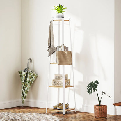 Clothes Rack with Storage, 8 Hooks, 3-Tier Shelf, Oak Clothing Storage at Gallery Canada