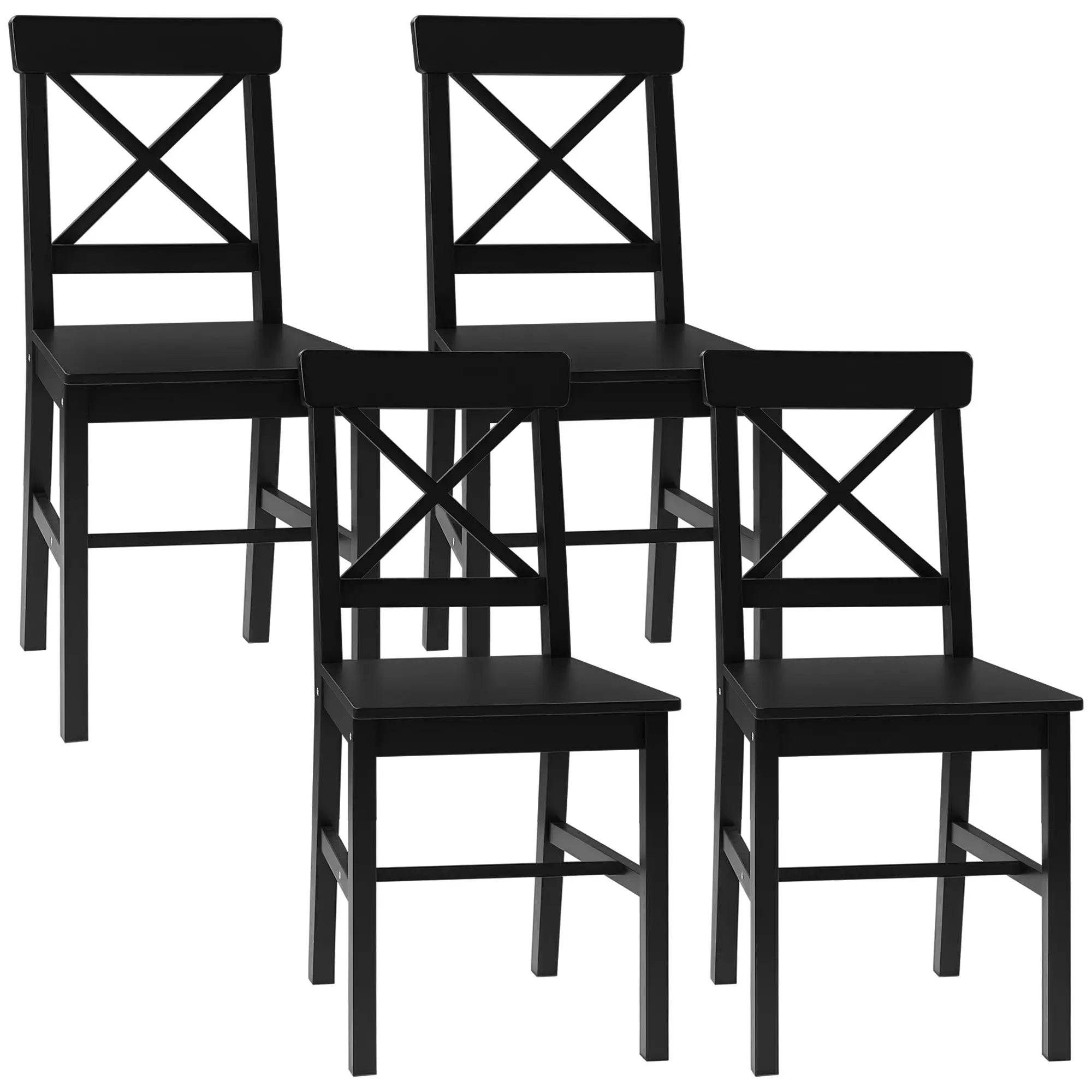 Farmhouse Wooden Dining Chairs, Set of 4, Cross Back, Black Bar Stools at Gallery Canada