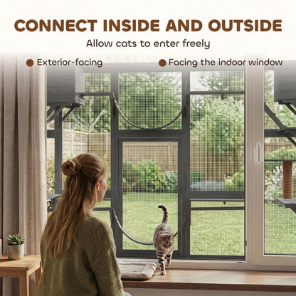 74"H Walk-in Cat Enclosure, Waterproof Roof, 2 Condos, 6 Platforms Outdoor Cat Enclosures at Gallery Canada