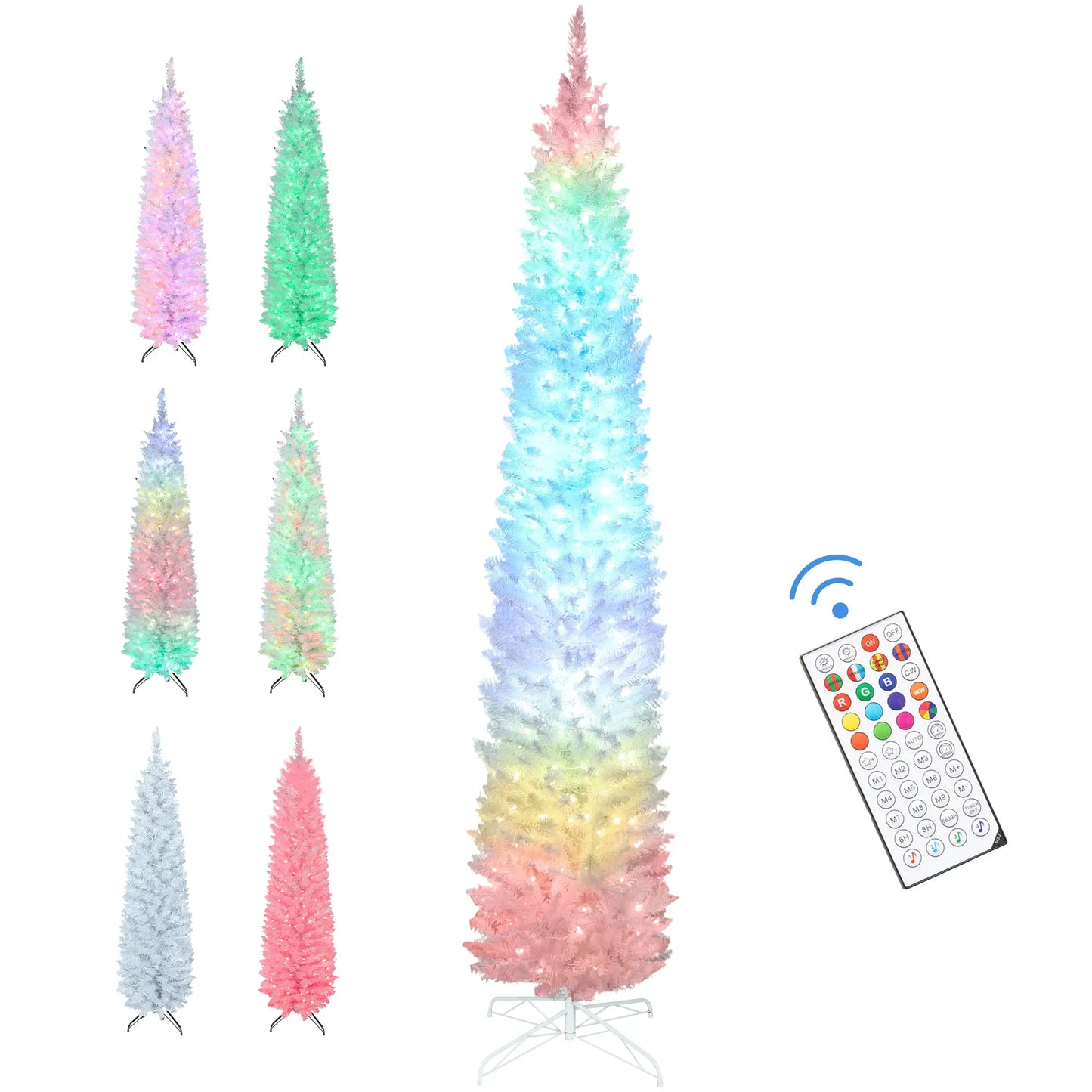 9ft Christmas Tree, Colorful DIY Synchronized LEDs, Hinged Pencil, White, White Pencil Christmas Trees at Gallery Canada