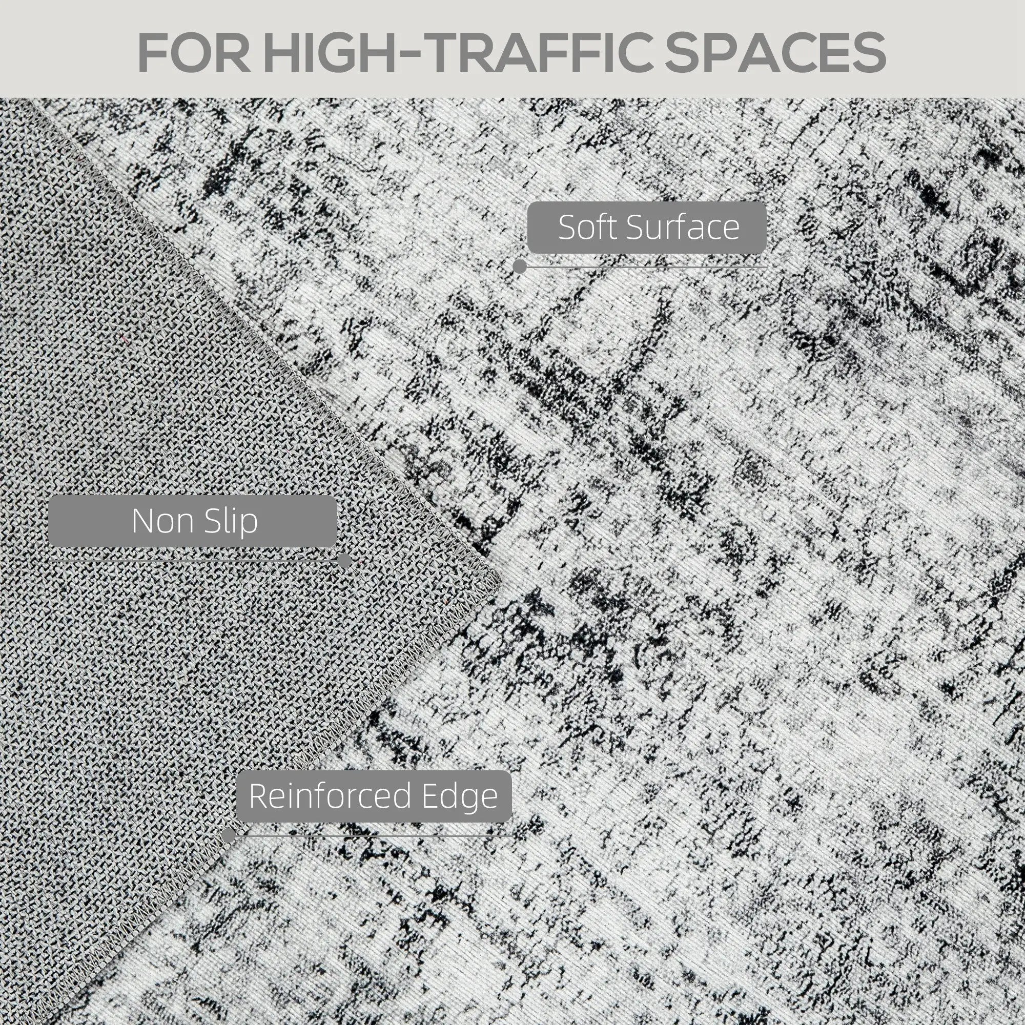 Modern Abstract Area Rug 5x7, Machine Washable, Non-Slip, Grey Living Room Furniture at Gallery Canada