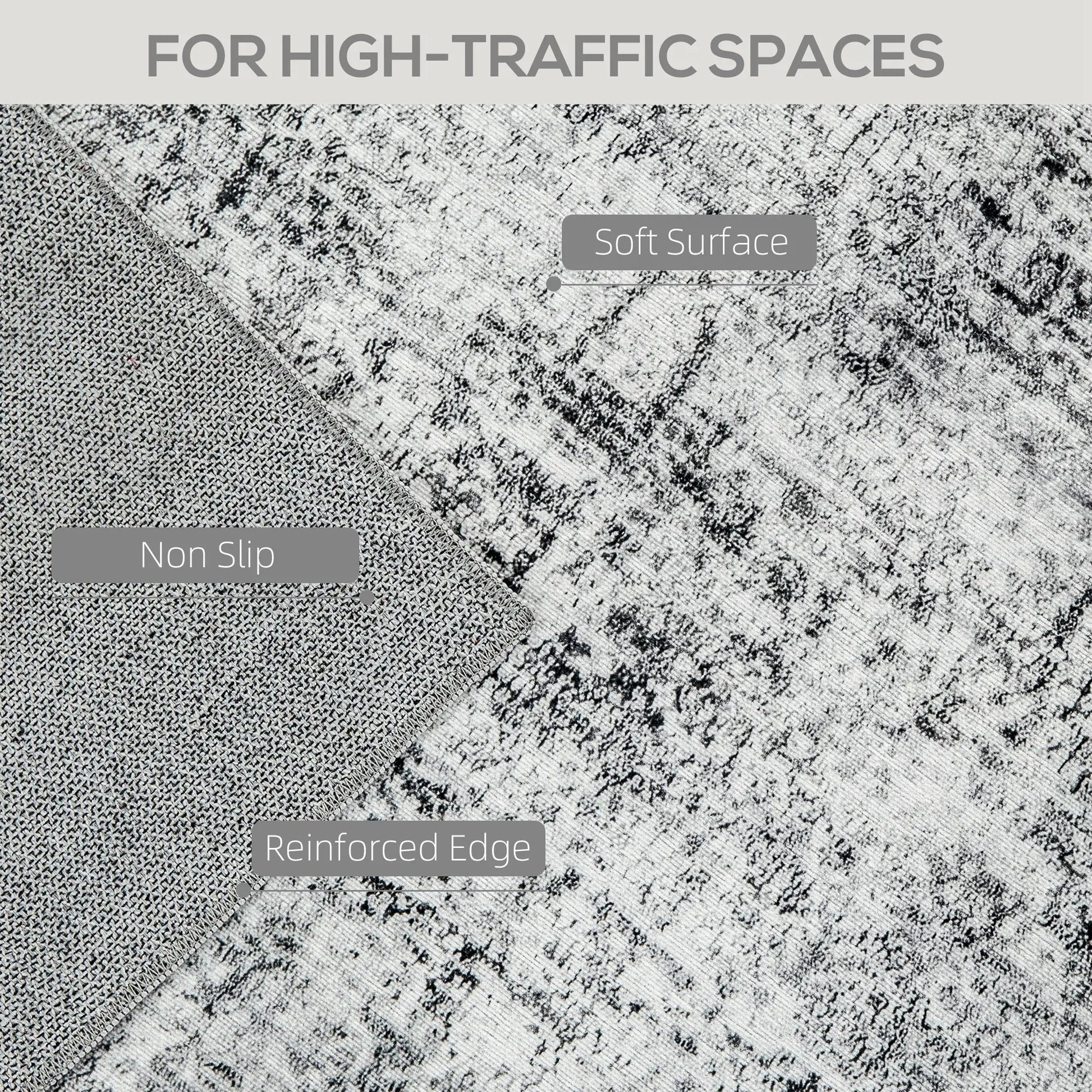 Modern Abstract Area Rug 5x7, Machine Washable, Non-Slip, Grey Living Room Furniture at Gallery Canada