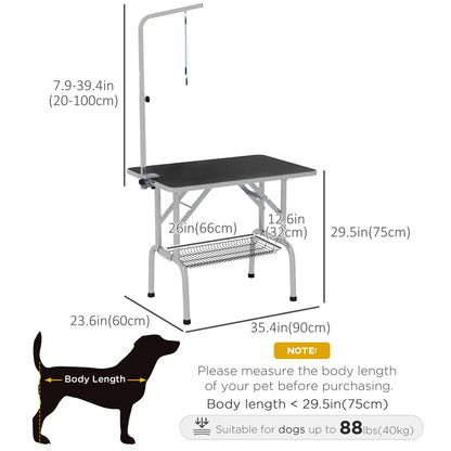 Foldable Dog Grooming Table, Height Adjustable Arm, Storage Shelf, Black Dog Grooming Tables at Gallery Canada