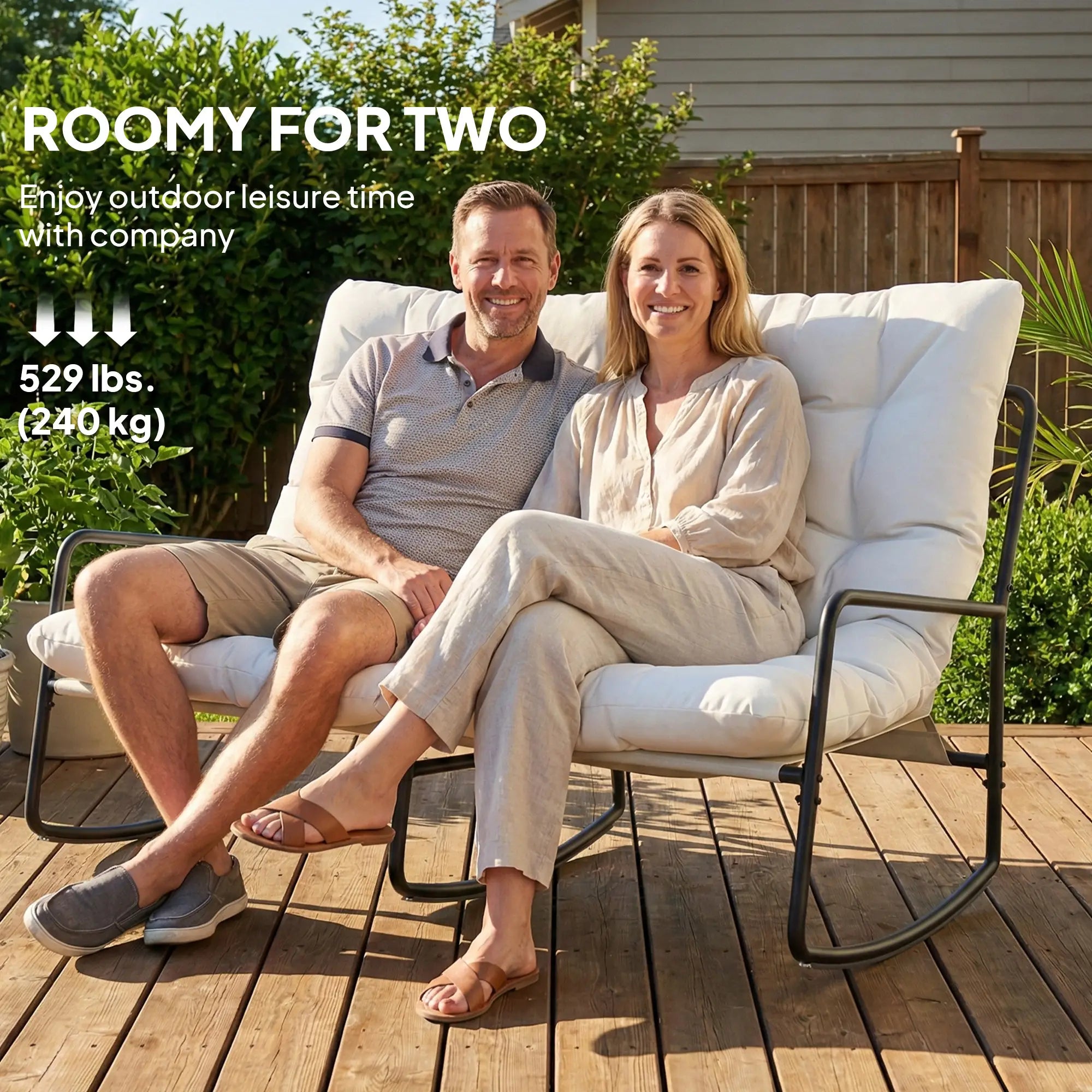 2-Person Outdoor Rocking Chair With Cushions, 528 LBS Capacity, Light Grey Outdoor Rocking Chairs at Gallery Canada