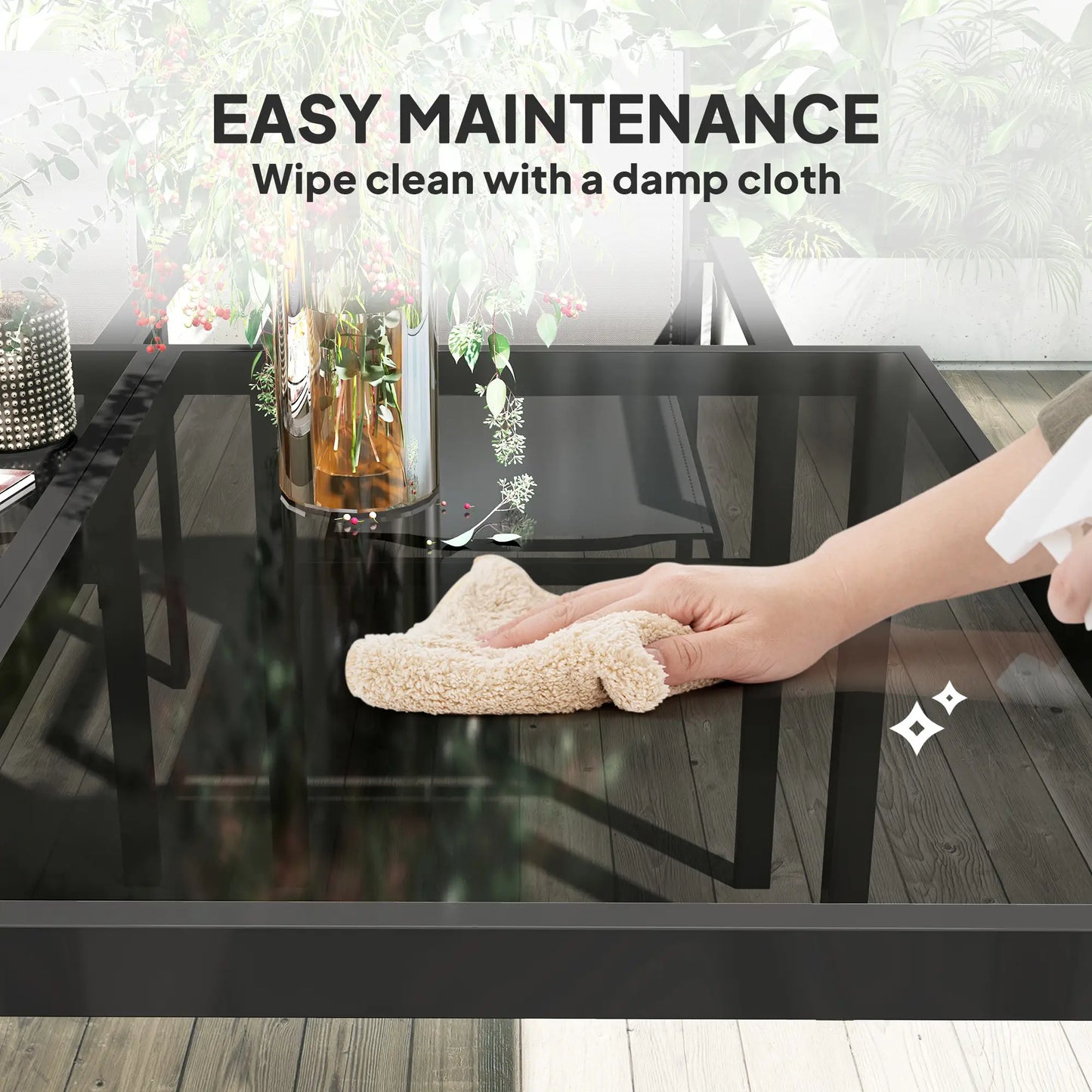 5 Piece Patio Dining Set, 4 Stackable Chairs, Tempered Glass Top Outdoor Dining Sets at Gallery Canada