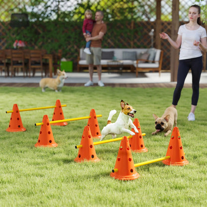 Dog Agility Hurdle Set, Adjustable Obstacle Course, 8 Cones 8 Poles, Orange Dog Agility Training Equipment at Gallery Canada