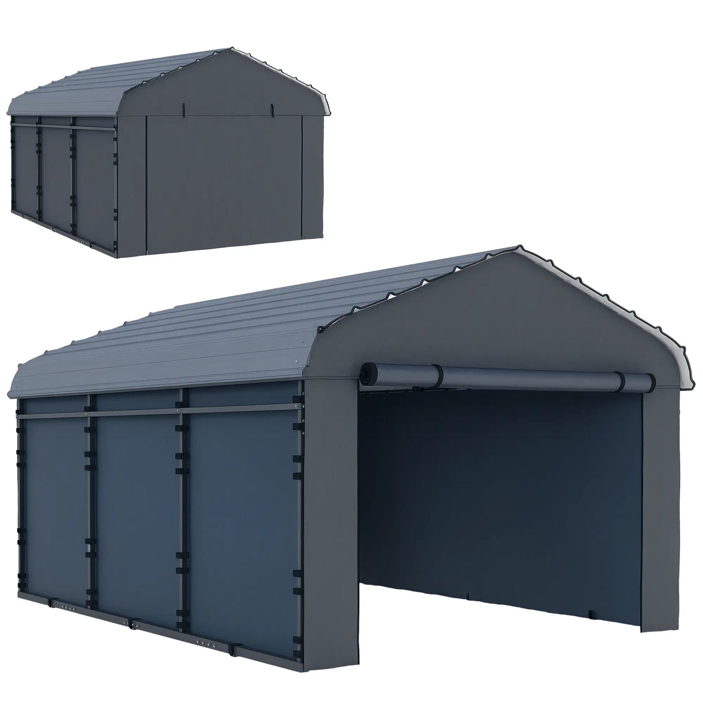 10' x 15' Metal Carport, Heavy Duty Garage Shelter, Dark Grey Car Shelters at Gallery Canada