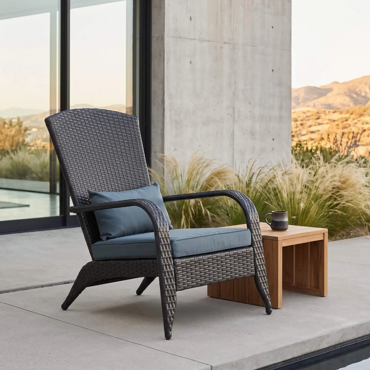 PE Rattan Adirondack Chair With Cushions, Outdoor Patio, Light Grey Patio Chairs at Gallery Canada