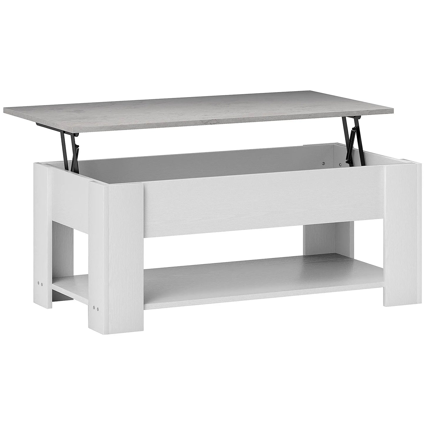 Lift Top Coffee Table, Hidden Storage, Open Shelf, White Coffee Tables White at Gallery Canada
