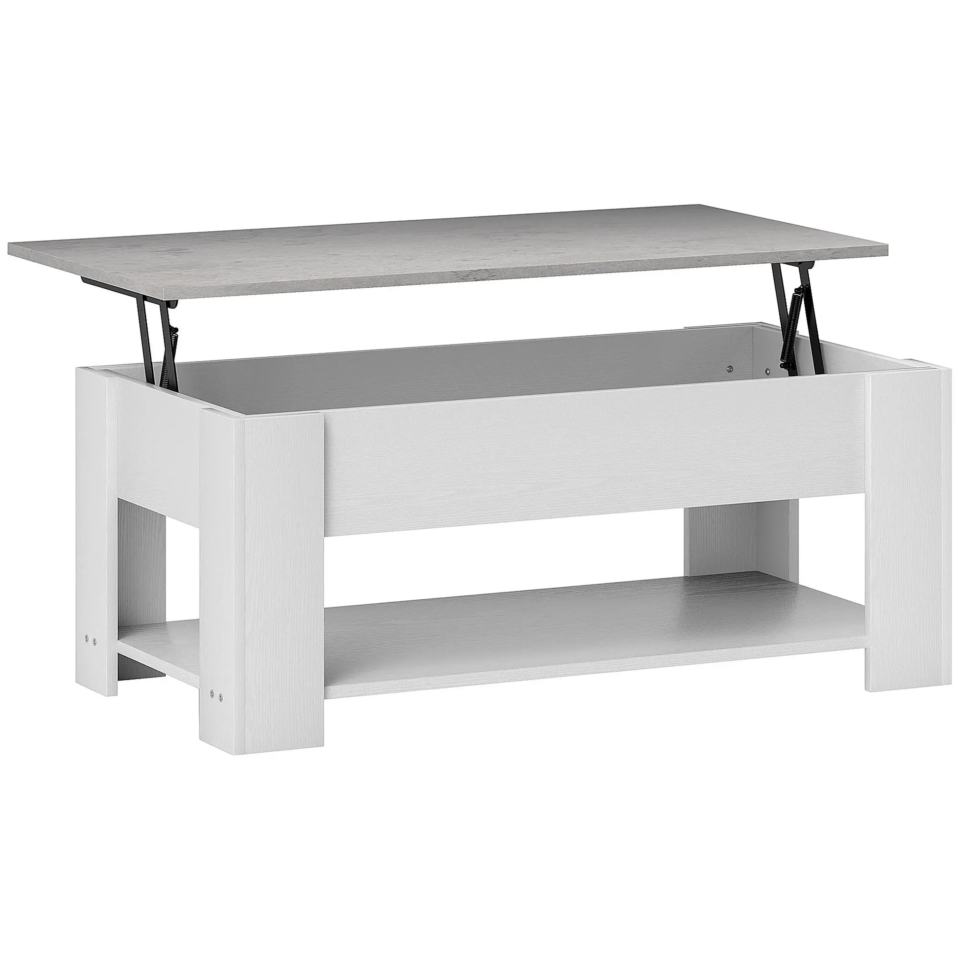 Lift Top Coffee Table, Hidden Storage, Open Shelf, White Coffee Tables White at Gallery Canada