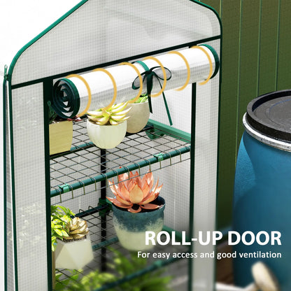 Mini Greenhouse, 27.6" x 19.7" x 62.2", Screen Roof, Roll-Up Door, White Portable Greenhouses at Gallery Canada