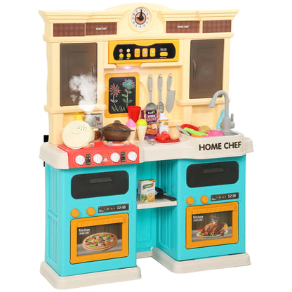 Kids Kitchen Playset with Lights, Sounds, Sink, Stove, Clock, Green Play Kitchen Green, White, Yellow at Gallery Canada