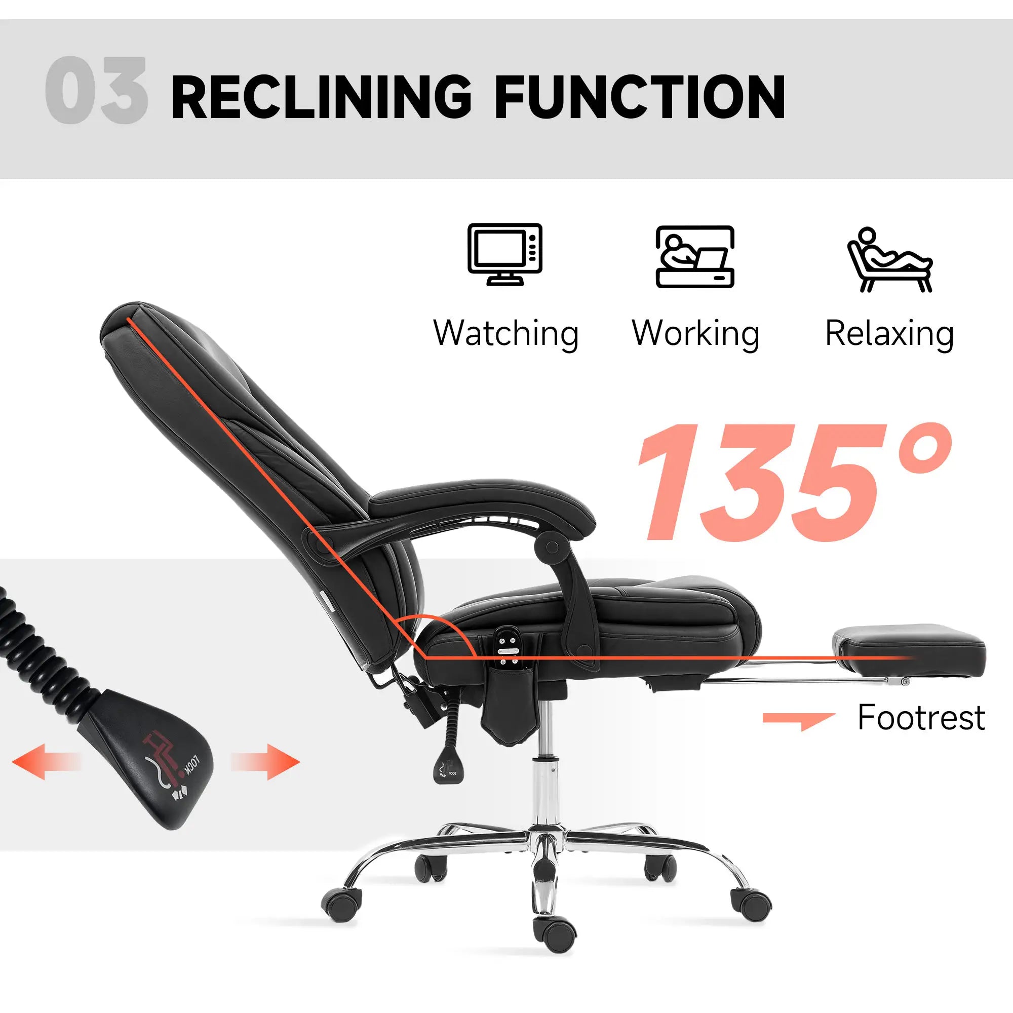 Massage Office Chair, Reclining Computer Chair, Adjustable Height, Footrest, Black Massage Chairs at Gallery Canada