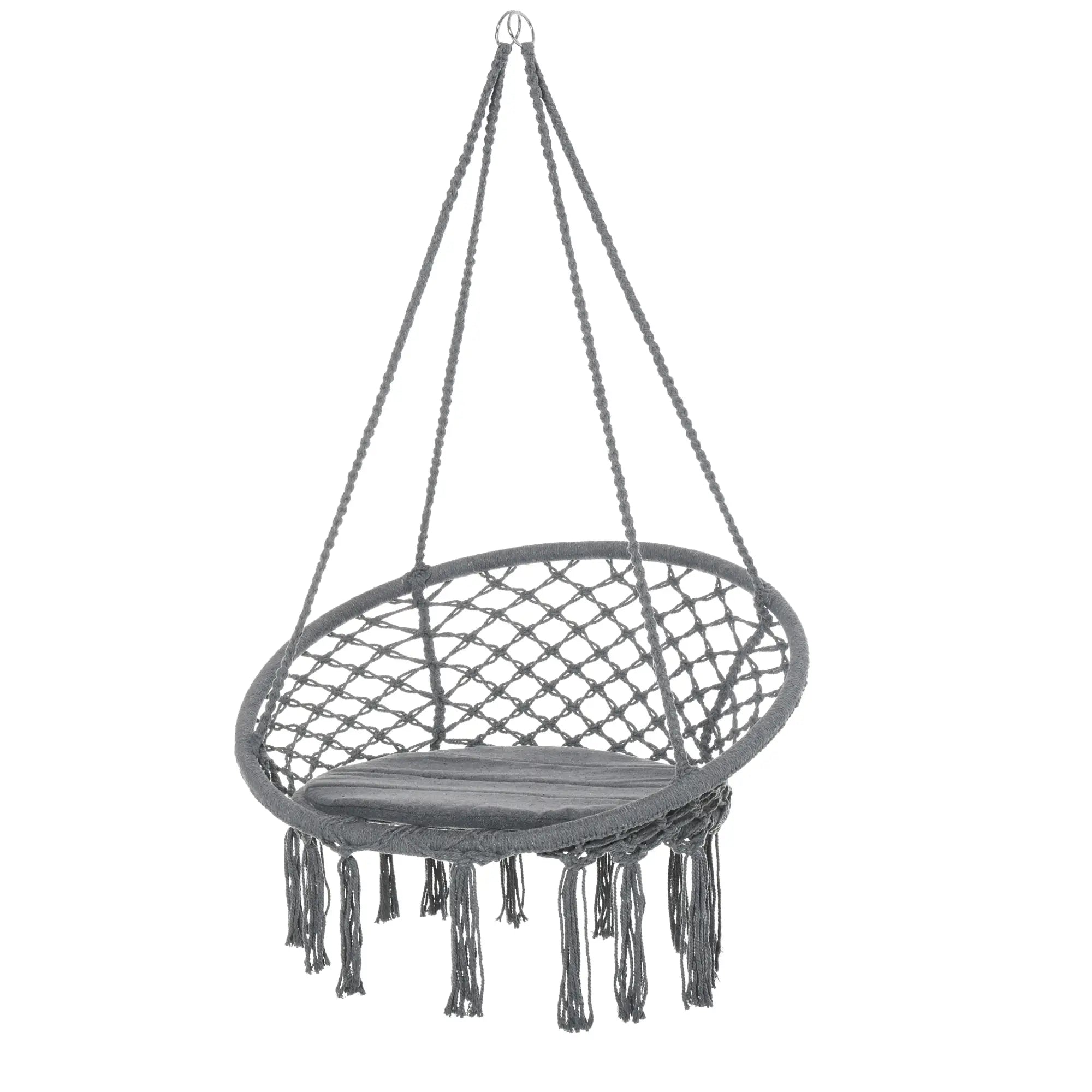 Hanging Rope Hammock Swing, Indoor Outdoor, Cotton-Polyester, Dark Grey Hammock Swings Dark Grey at Gallery Canada