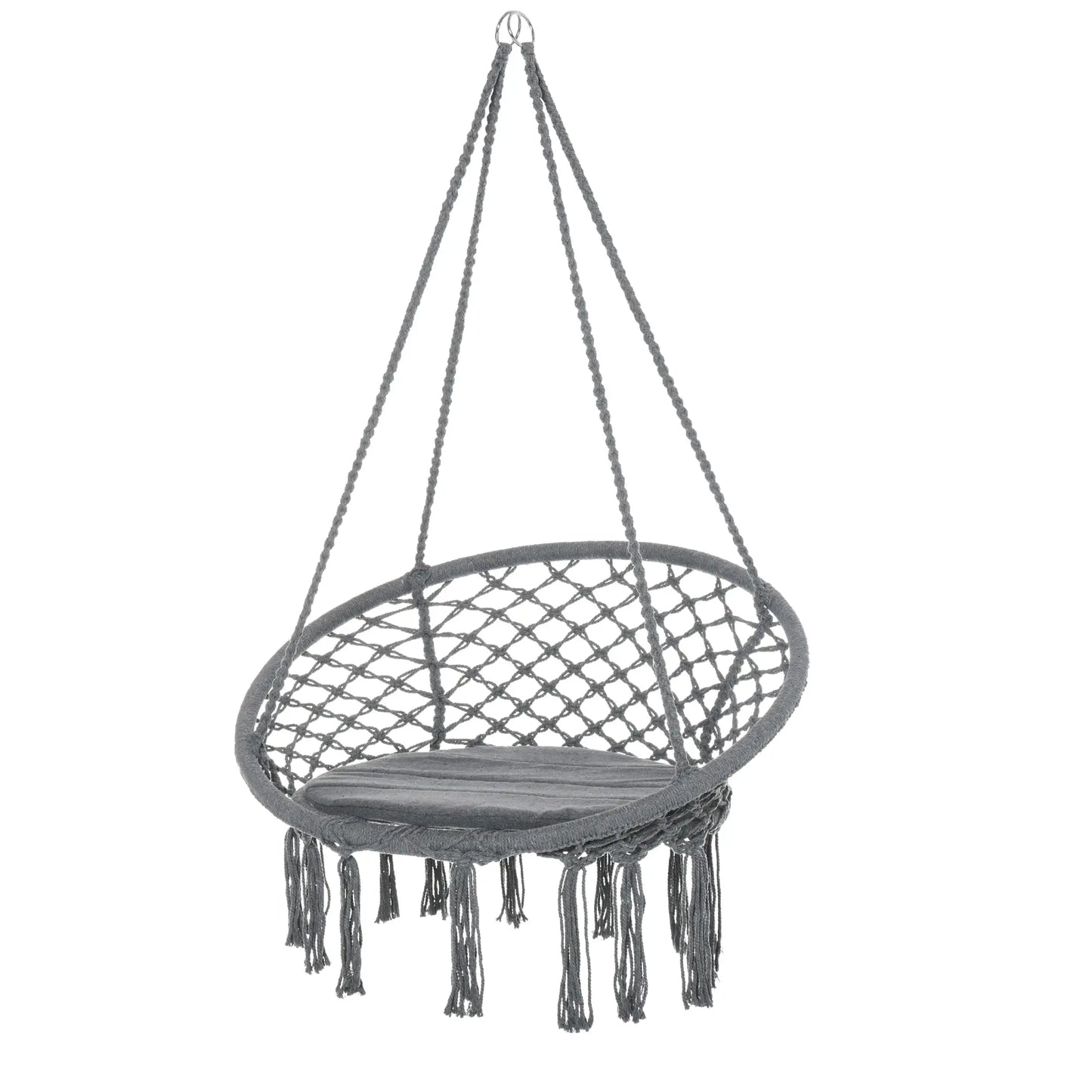 Hanging Rope Hammock Swing, Indoor Outdoor, Cotton-Polyester, Dark Grey Hammock Swings Dark Grey at Gallery Canada