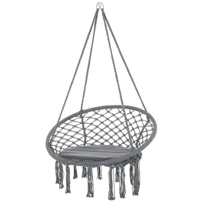 Hanging Rope Hammock Swing, Indoor Outdoor, Cotton-Polyester, Dark Grey Hammock Swings Dark Grey at Gallery Canada