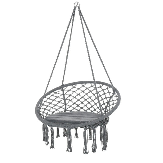 Hanging Rope Hammock Swing, Indoor Outdoor, Cotton-Polyester, Dark Grey Hammock Swings Dark Grey at Gallery Canada