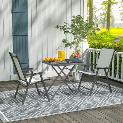 27.5" Square Outdoor Folding Table, Grid Rattan-Like Top, Light Grey Patio Dinning Tables at Gallery Canada