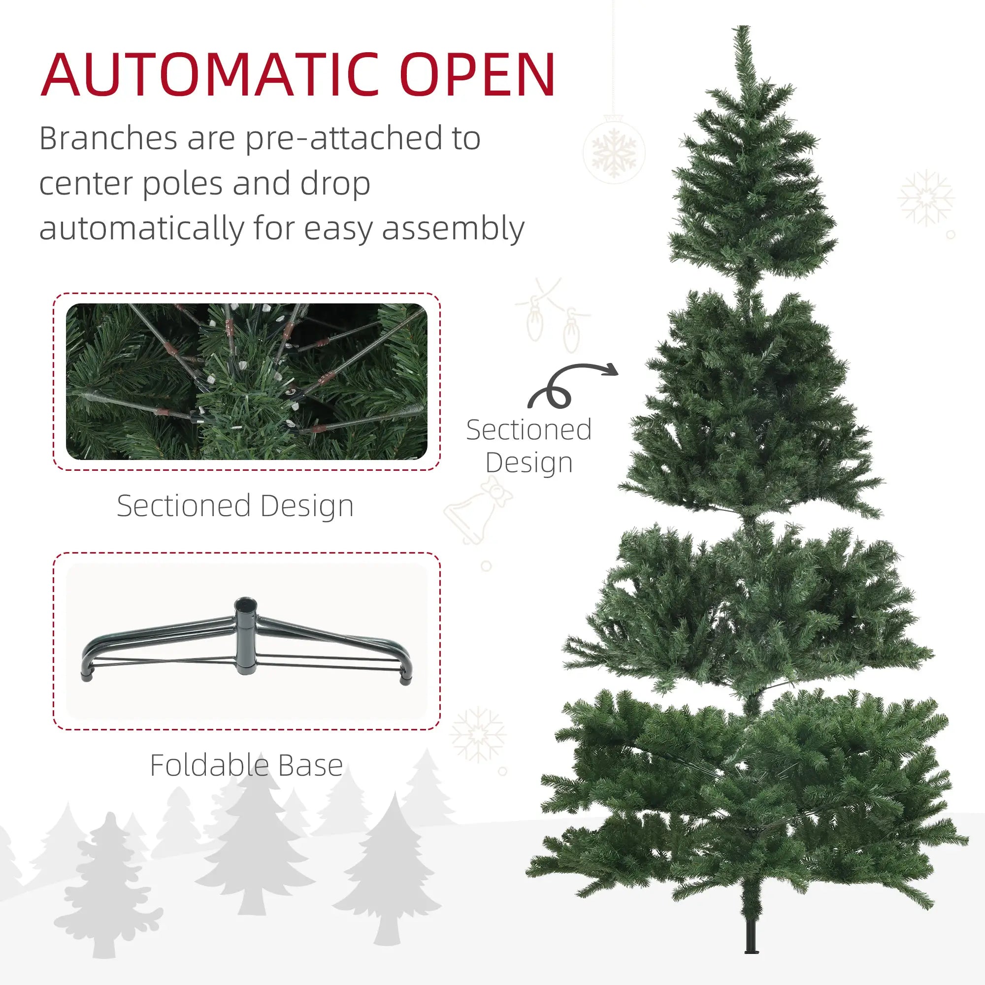 9ft Artificial Christmas Tree, 2132 Branch Tips, Auto Open, Steel Base, Green Artificial Christmas Trees at Gallery Canada
