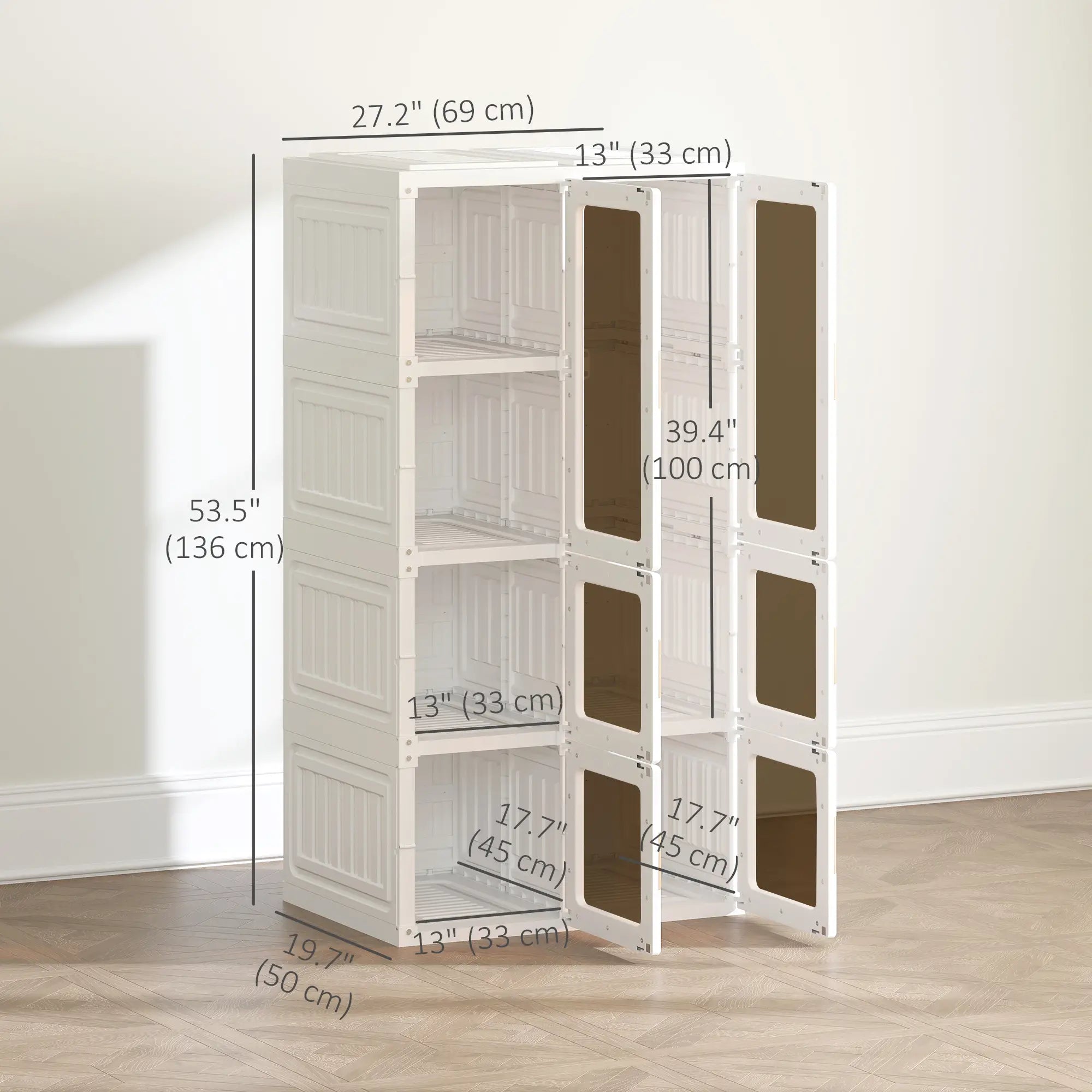 Portable Wardrobe, Foldable Plastic Closet, 5 Compartments, Hanging Rod, White Clothing Storage at Gallery Canada