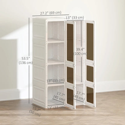 Portable Wardrobe, Foldable Plastic Closet, 5 Compartments, Hanging Rod, White Clothing Storage at Gallery Canada