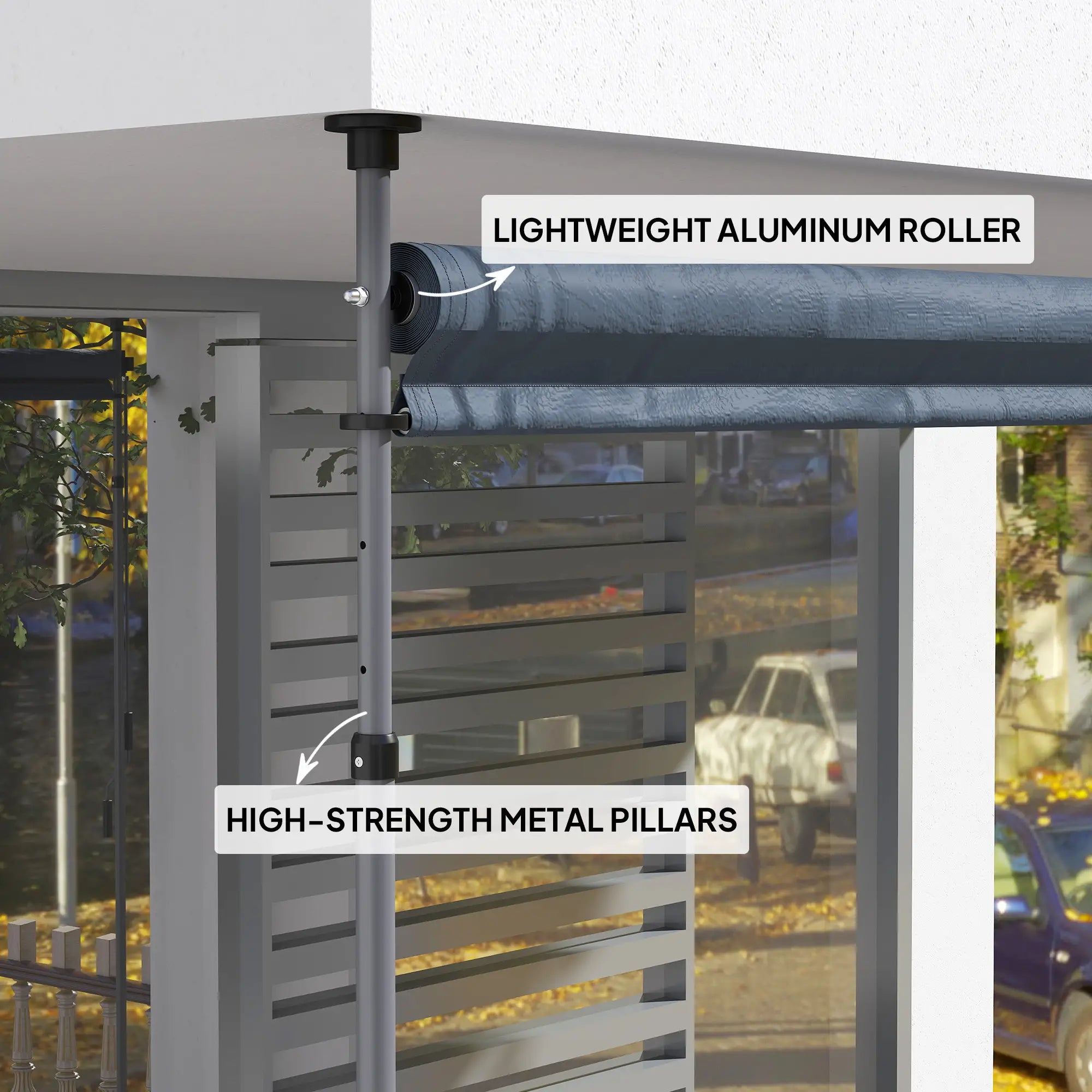 13' x 10' Manual Retractable Patio Awning, UPF30+ Water-Resistant, Dark Grey Patio Awnings at Gallery Canada