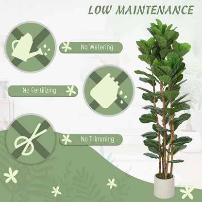 6FT Artificial Fiddle Leaf Fig Tree Set Of 2, Fake Potted Tree, Green Artificial Trees at Gallery Canada