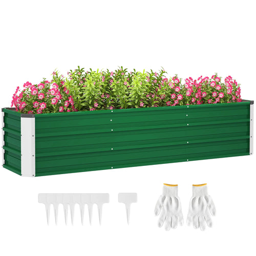 6' x 1.5' x 1.3' Galvanized Raised Garden Bed, Large Metal Planter Box, Green