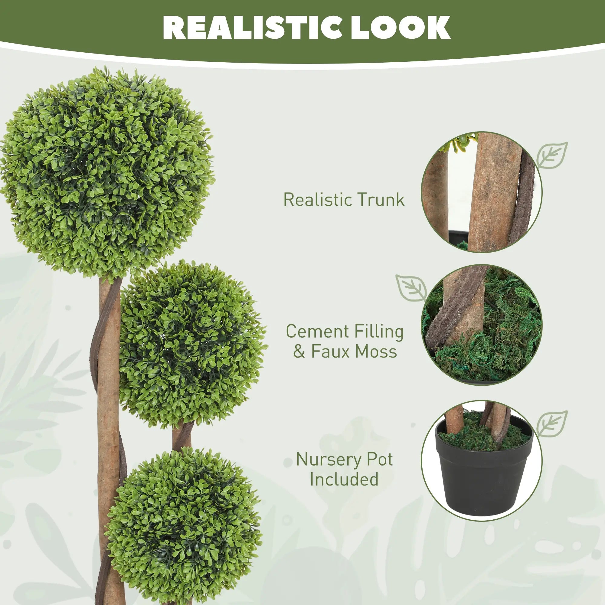 3FT Artificial Boxwood Topiary Trees, Set of 2, Green Artificial Trees at Gallery Canada