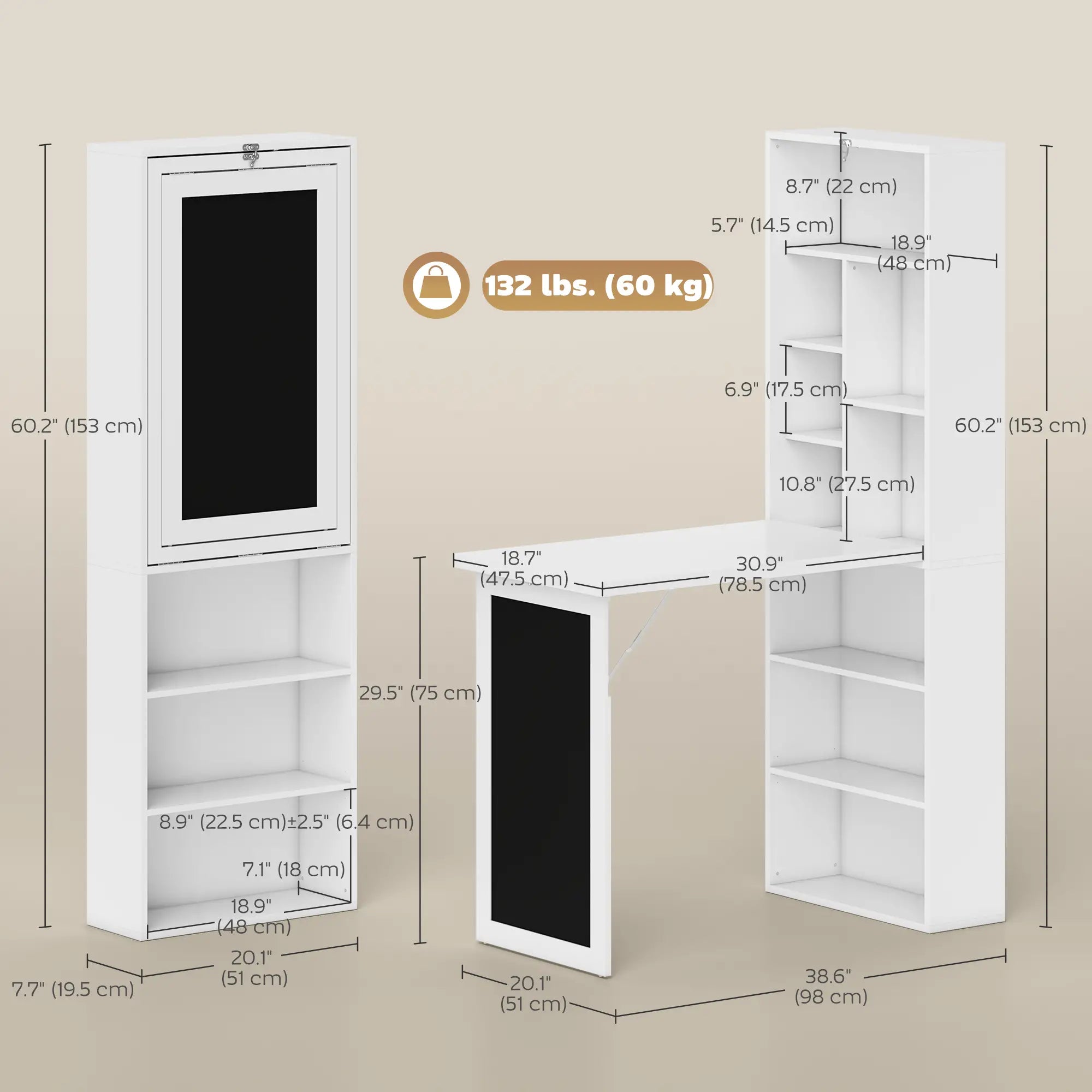 Fold-Out Convertible Office Desk, Wall Mount, White Computer Desks at Gallery Canada