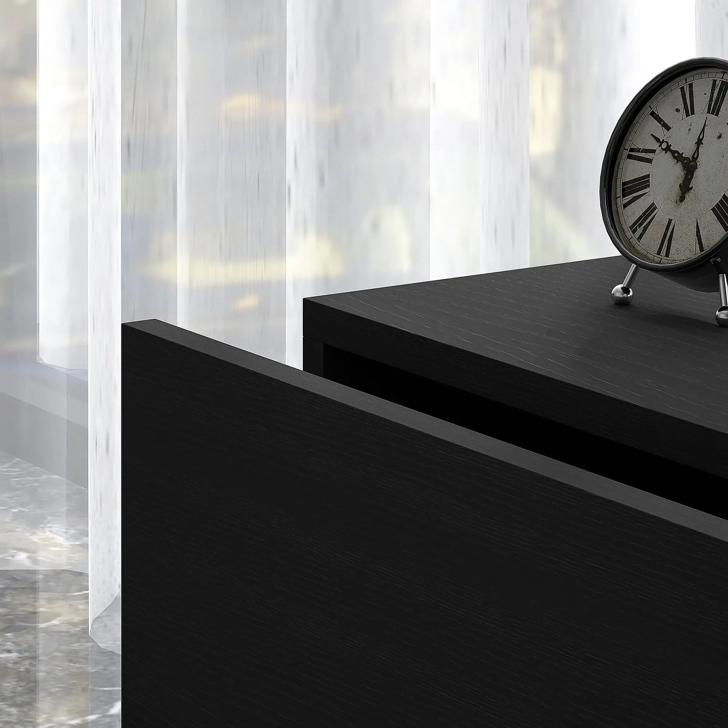 Modern Bedside Table with Charging Station, LED Light, USB Ports, Black Bedside Tables at Gallery Canada