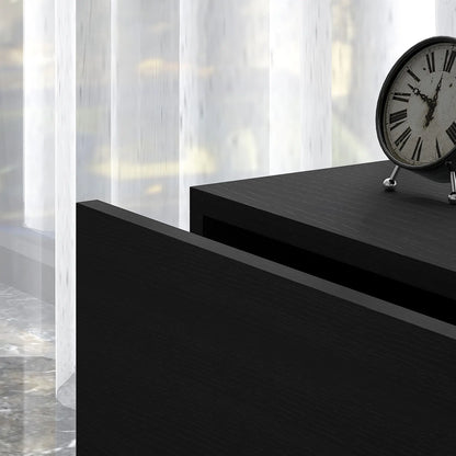 Modern Bedside Table with Charging Station, LED Light, USB Ports, Black Bedside Tables at Gallery Canada