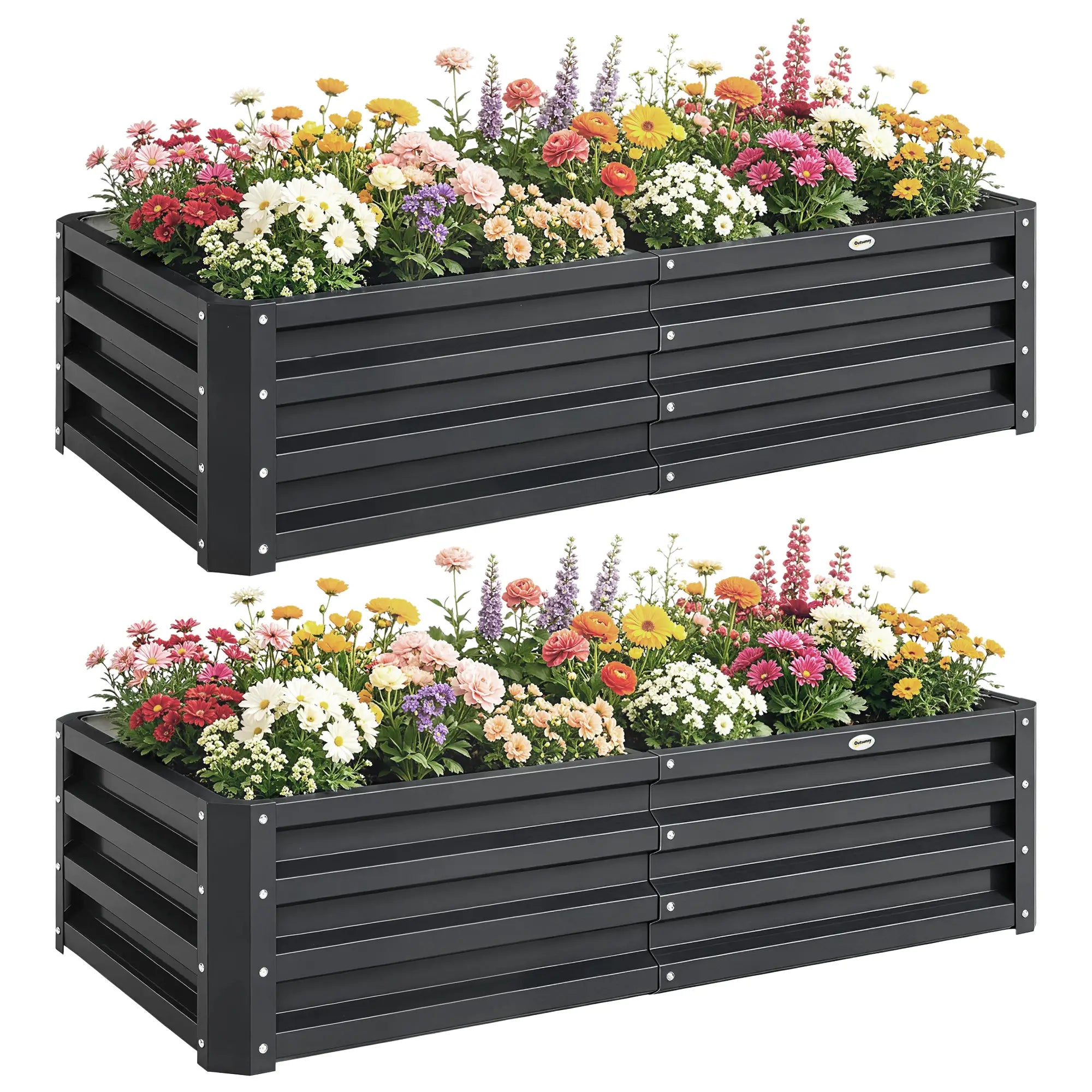4' x 2' x 1' Galvanized Raised Garden Bed, Set of 2, Grey Galvanized Planter Boxes at Gallery Canada