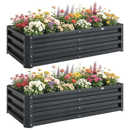 4' x 2' x 1' Galvanized Raised Garden Bed, Set of 2, Grey Galvanized Planter Boxes at Gallery Canada